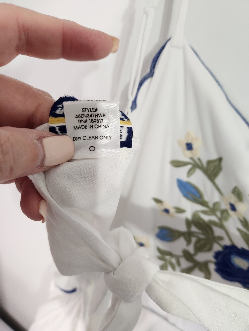 ARULA White Sundress with Blue and Green Floral Embroidery, Size 2x - Picture 5 of 11